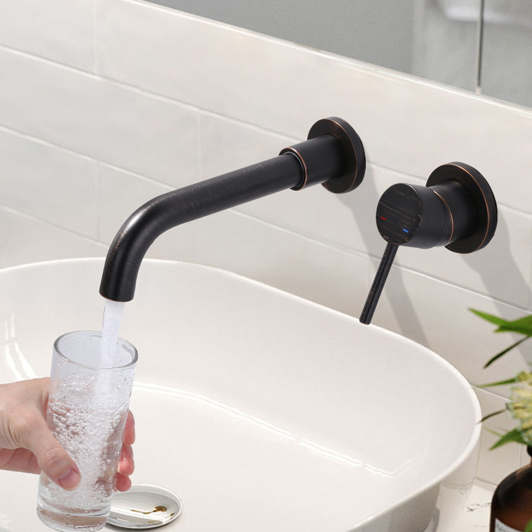 Oil Rubbed Bronze Wall Mounted Single Handle Bathroom Faucet