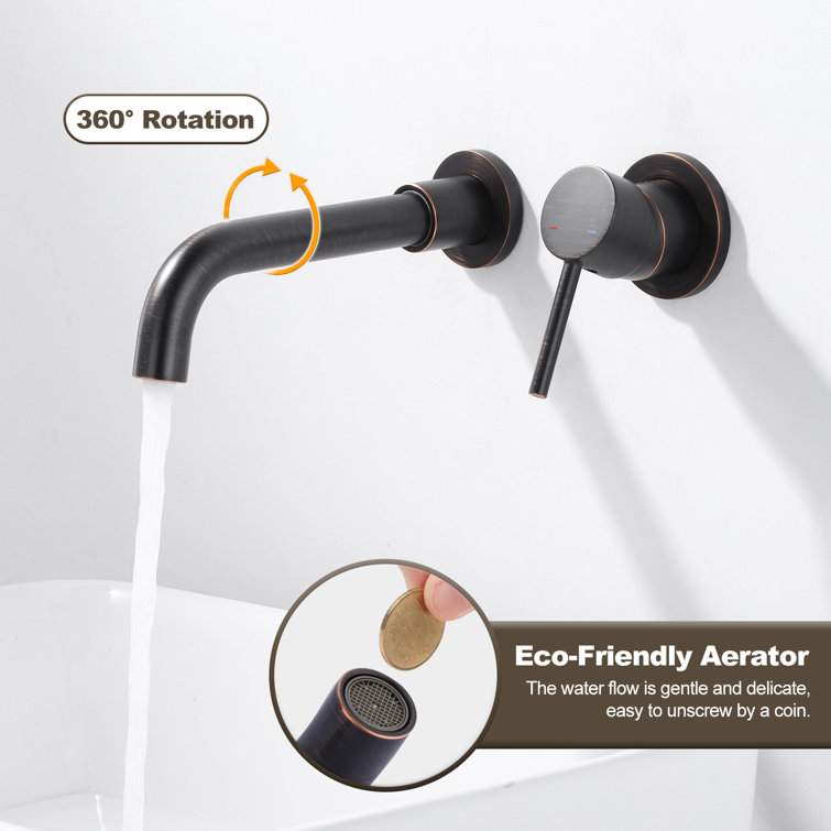 Oil Rubbed Bronze Wall Mounted Single Handle Bathroom Faucet