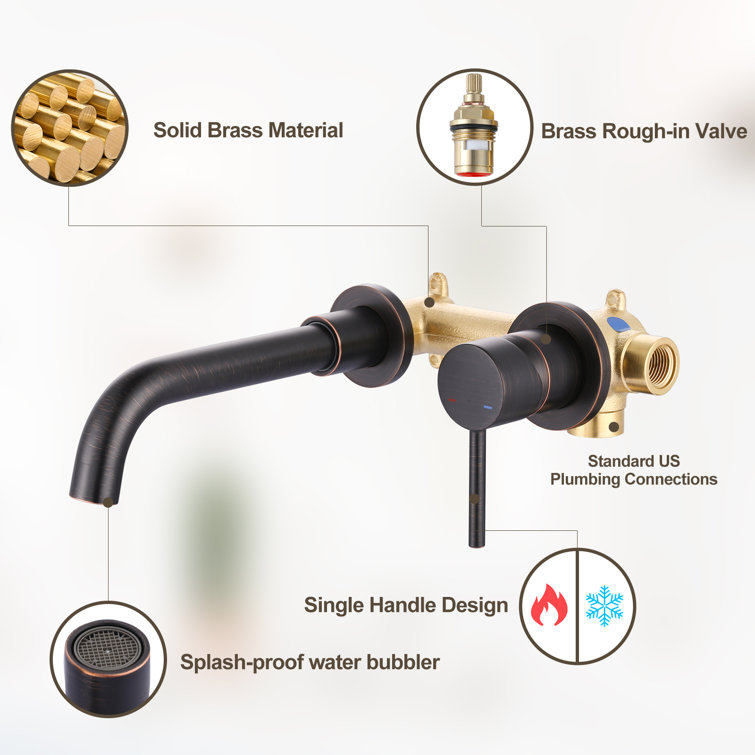 Oil Rubbed Bronze Wall Mounted Single Handle Bathroom Faucet