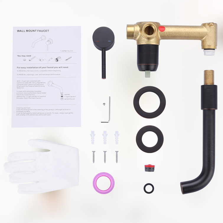 Oil Rubbed Bronze Wall Mounted Single Handle Bathroom Faucet
