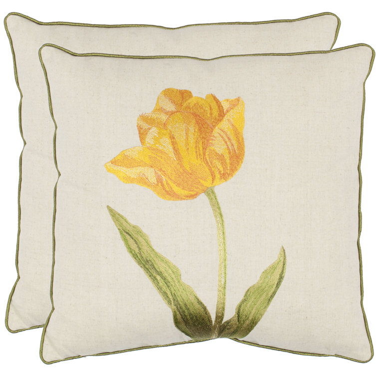 Golden Honey Embroidered Square Accent Pillow Set