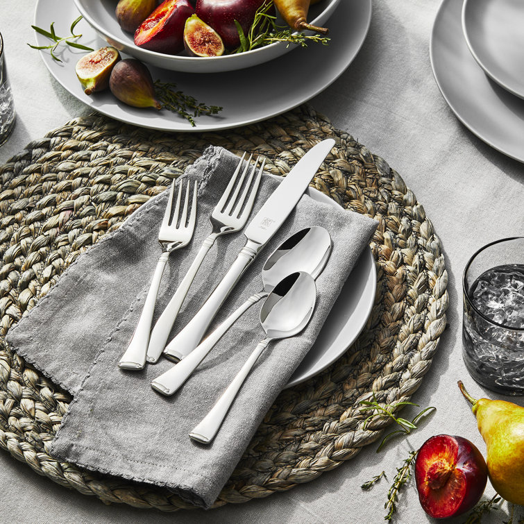 Angelico 20-Piece Stainless Steel Flatware Set with Frost Detail