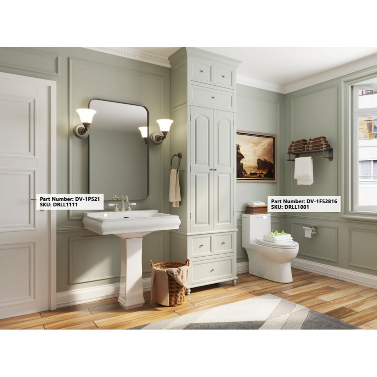 Elegant Apex White Ceramic 34" Rectangular Pedestal Sink with Overflow