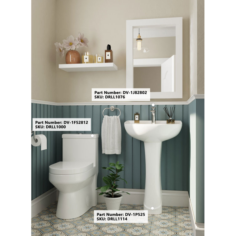 White Ceramic U-Shaped Pedestal Bathroom Sink with Overflow