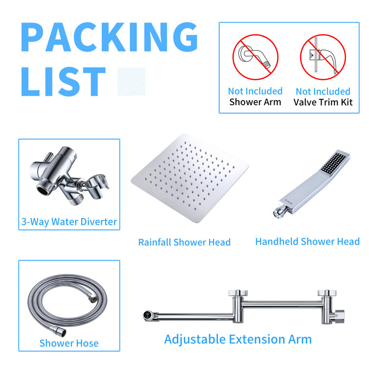 12-Inch Chrome Dual Rain Shower Head with Handheld