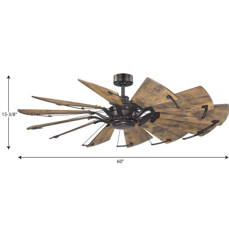 Rustic 60'' Walnut Windmill Ceiling Fan with Remote
