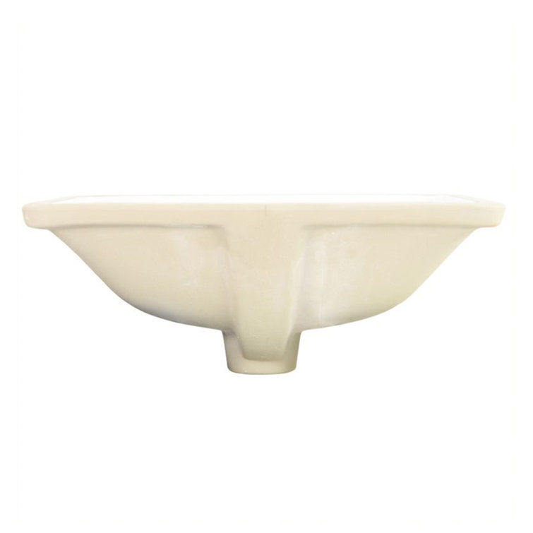 White Ceramic Rectangular Undermount Bathroom Sink with Overflow
