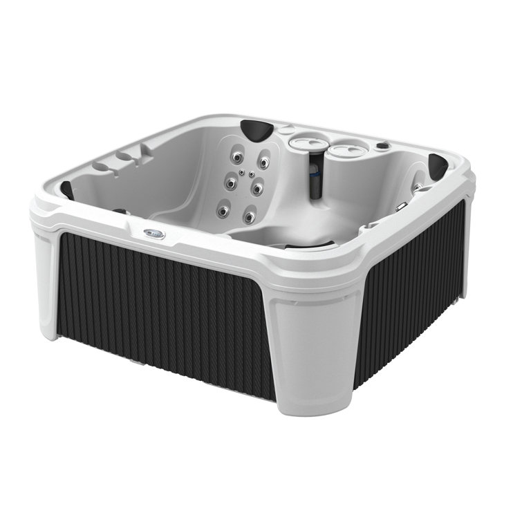 Whitestone and Black Onyx 6-Person Square Hot Tub with Jets
