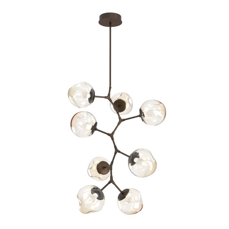 Luna Modern Bronze Vine Chandelier with Artisan Glass
