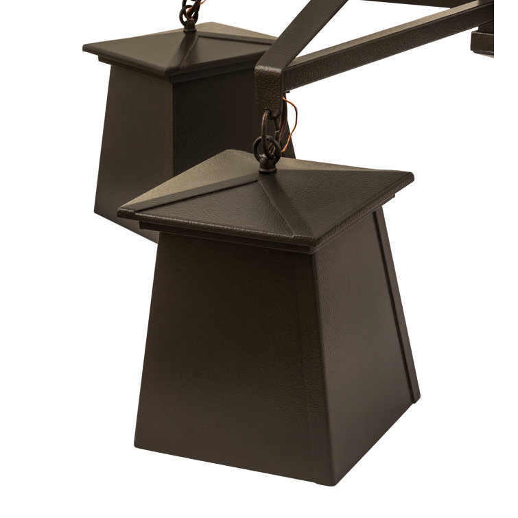 Timeless Bronze 4-Light Square Chandelier with Glass Fabric Idalight