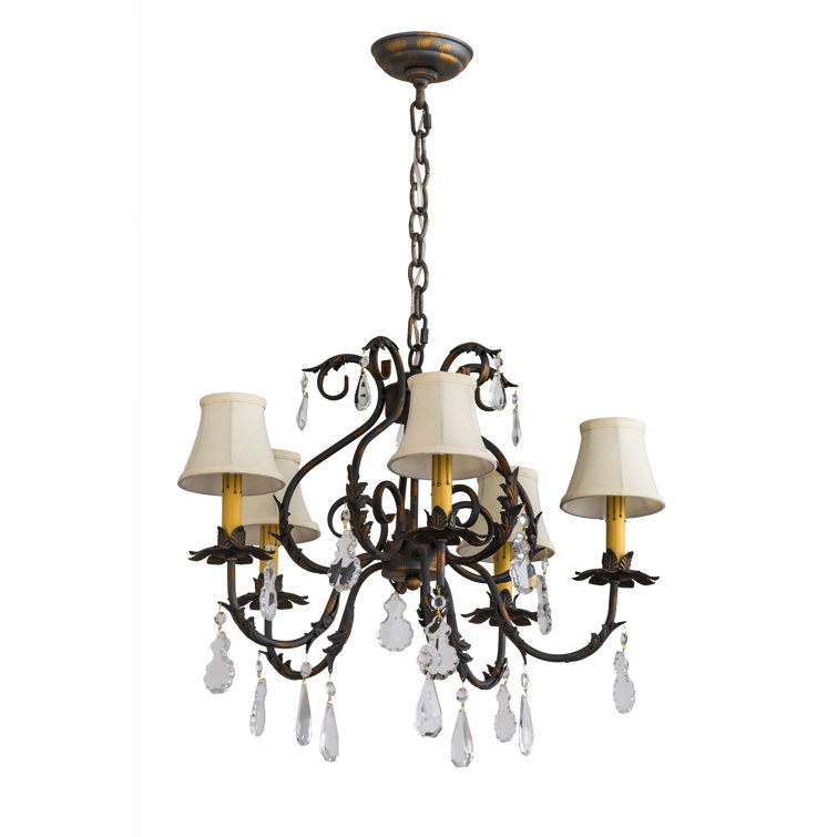 Chantilly 25" Bronze and Crystal 5-Light Chandelier
