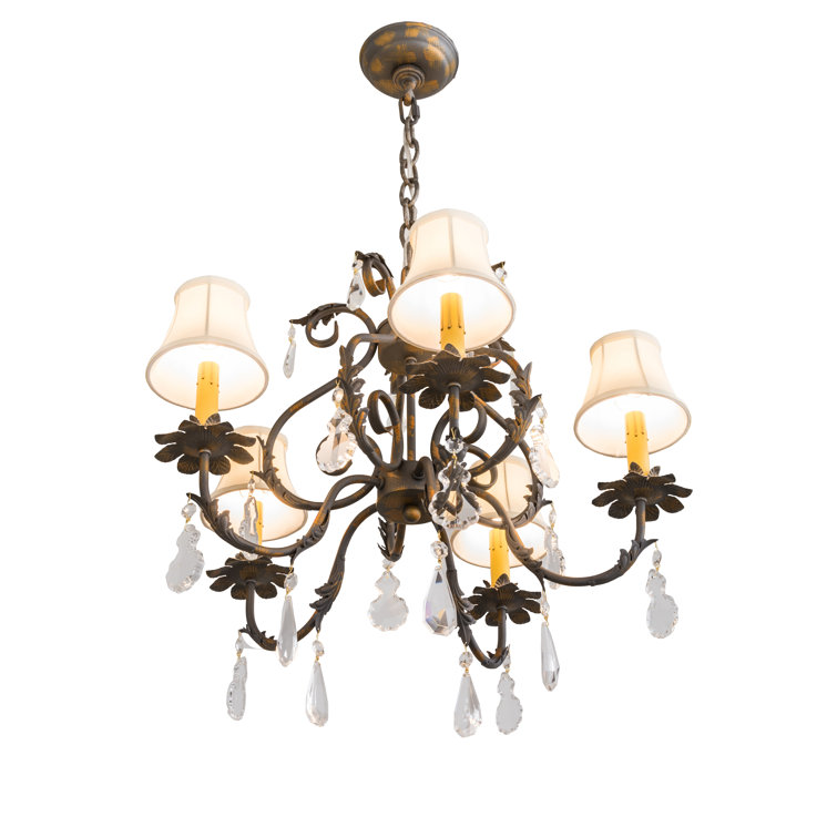 Chantilly 25" Bronze and Crystal 5-Light Chandelier
