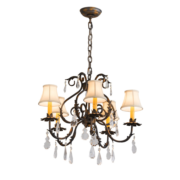Chantilly 25" Bronze and Crystal 5-Light Chandelier