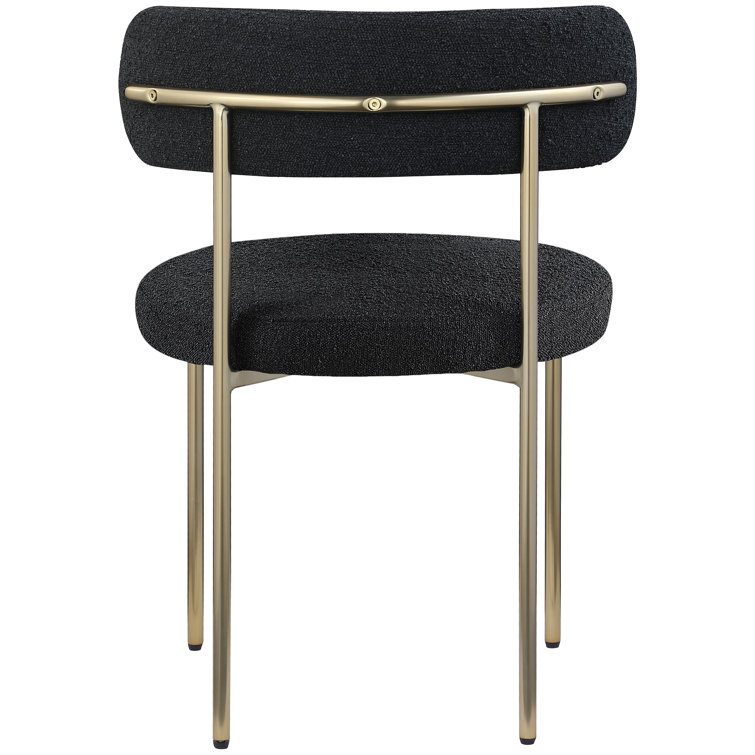 Sherwood Black Boucle Upholstered Side Chair Set with Brushed Brass Legs