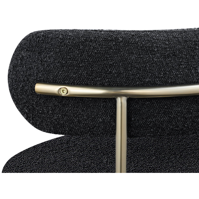 Sherwood Black Boucle Upholstered Side Chair Set with Brushed Brass Legs