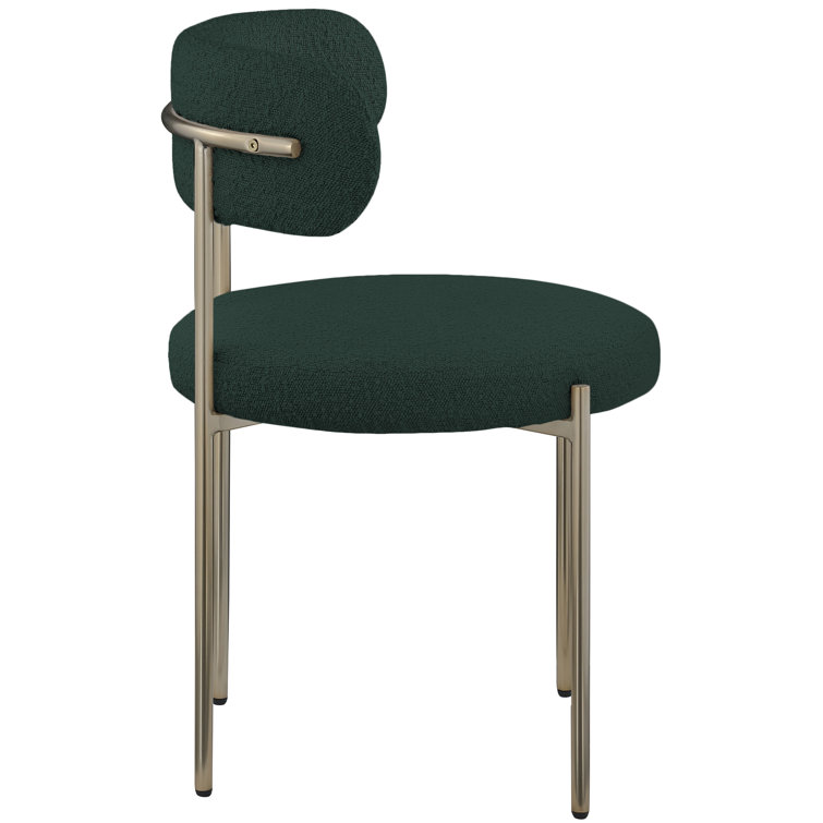 Green Velvet Upholstered Side Chair with Brushed Brass Legs