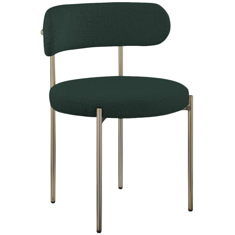 Green Velvet Upholstered Side Chair with Brushed Brass Legs