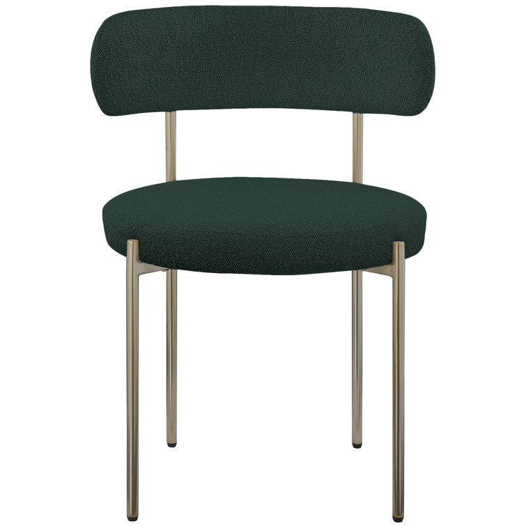Green Velvet Upholstered Side Chair with Brushed Brass Legs