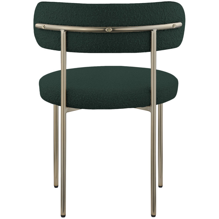 Green Velvet Upholstered Side Chair with Brushed Brass Legs