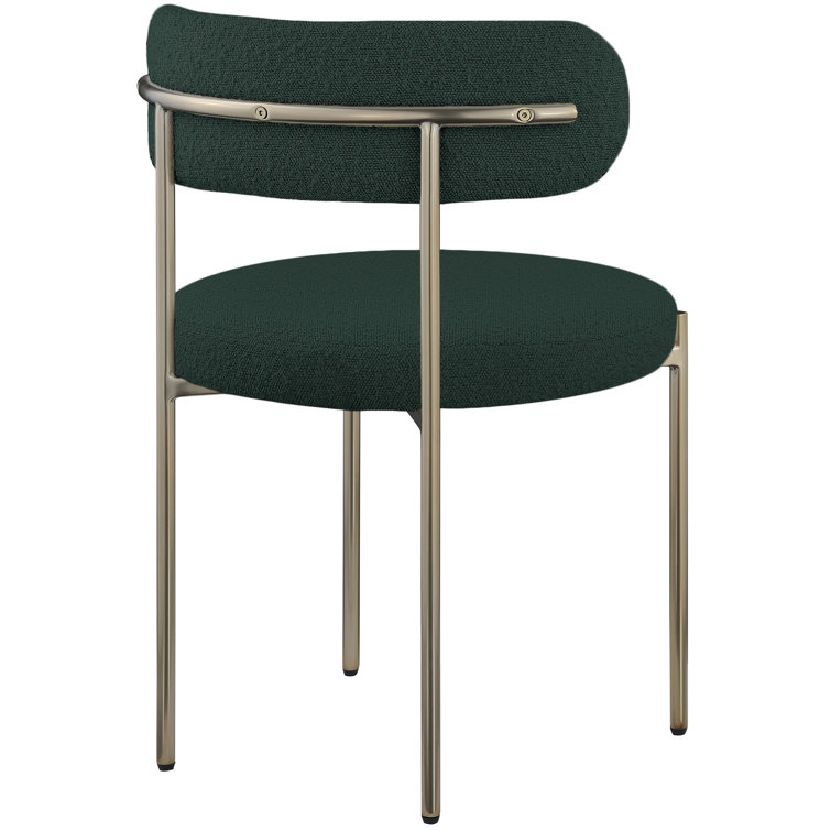 Green Velvet Upholstered Side Chair with Brushed Brass Legs