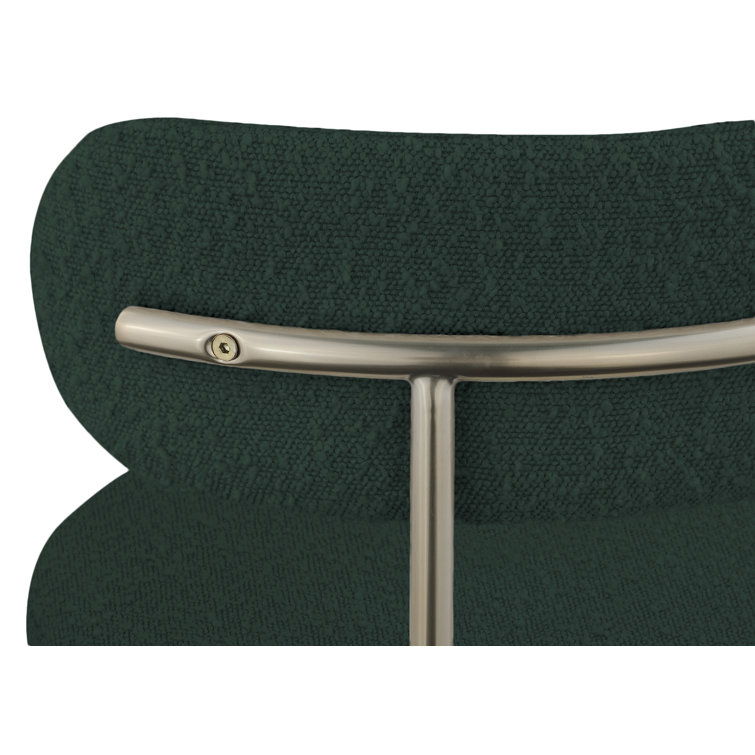 Green Velvet Upholstered Side Chair with Brushed Brass Legs