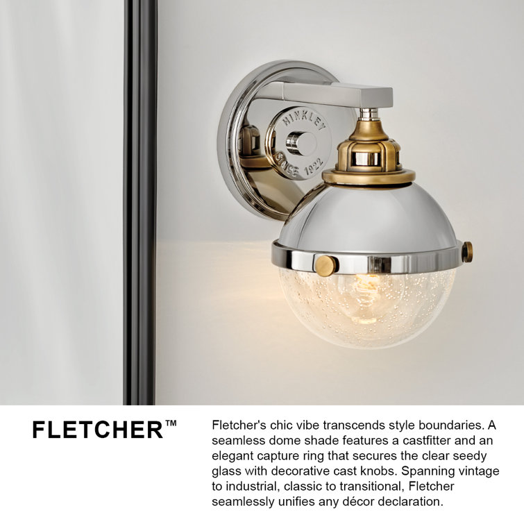 Fletcher Polished Nickel & Heritage Brass 2-Light Vanity Sconce