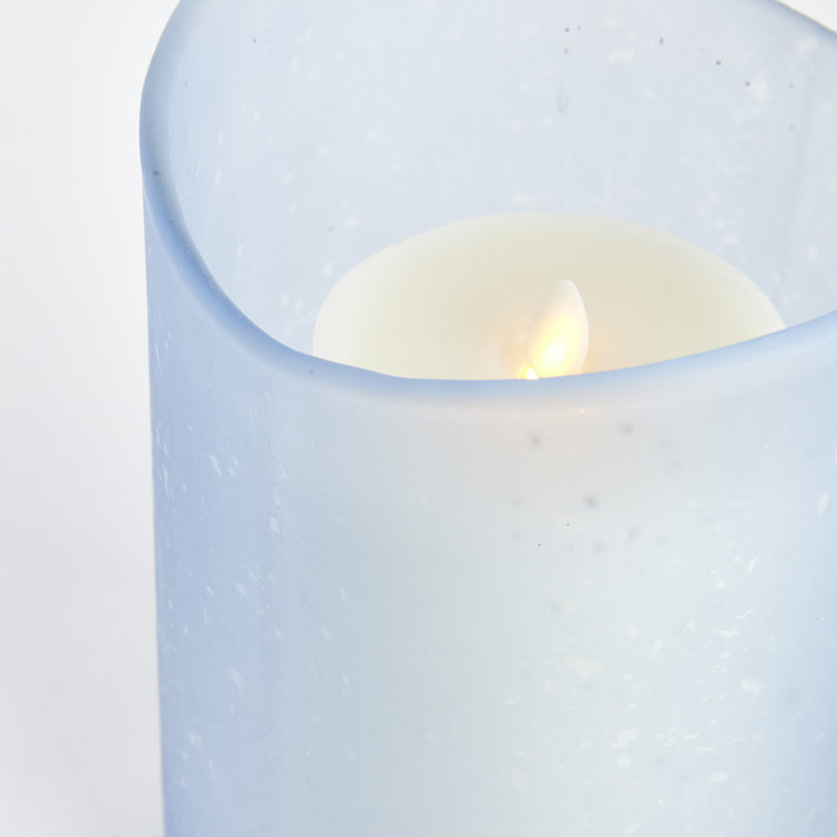 Blue Frosted Glass Tabletop Hurricane Candle Holder