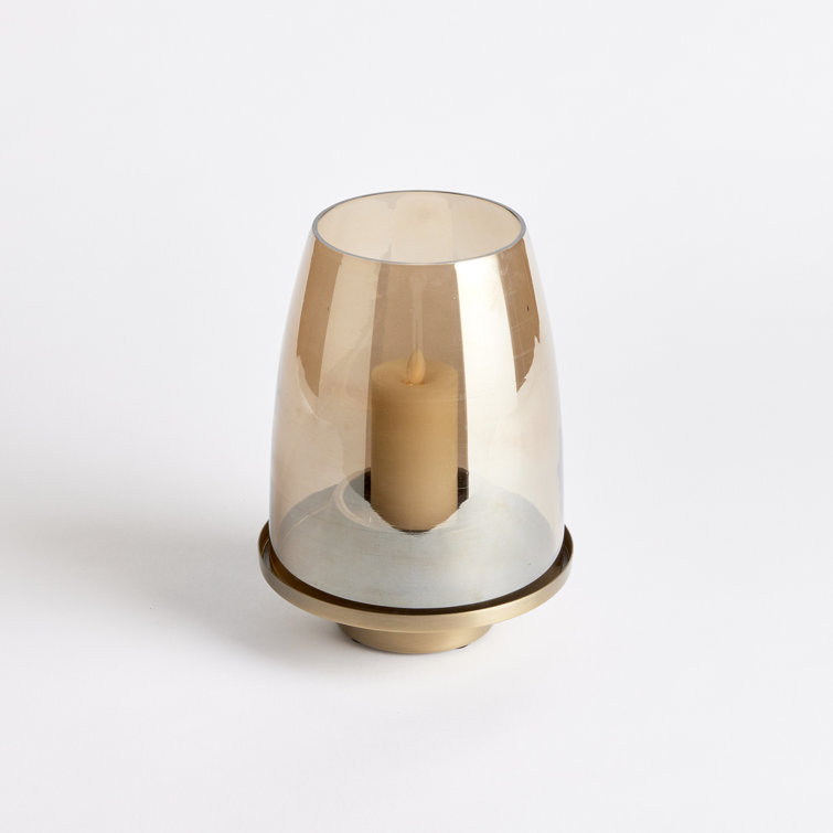 Small Brass and Glass Hurricane Candle Holder