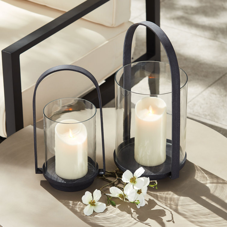 Large Aged Zinc Iron and Glass Outdoor Hurricane