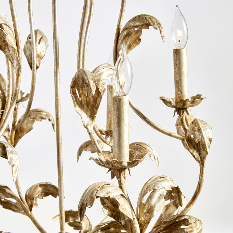 Handcrafted Ivory Silver 6-Light Metal Chandelier