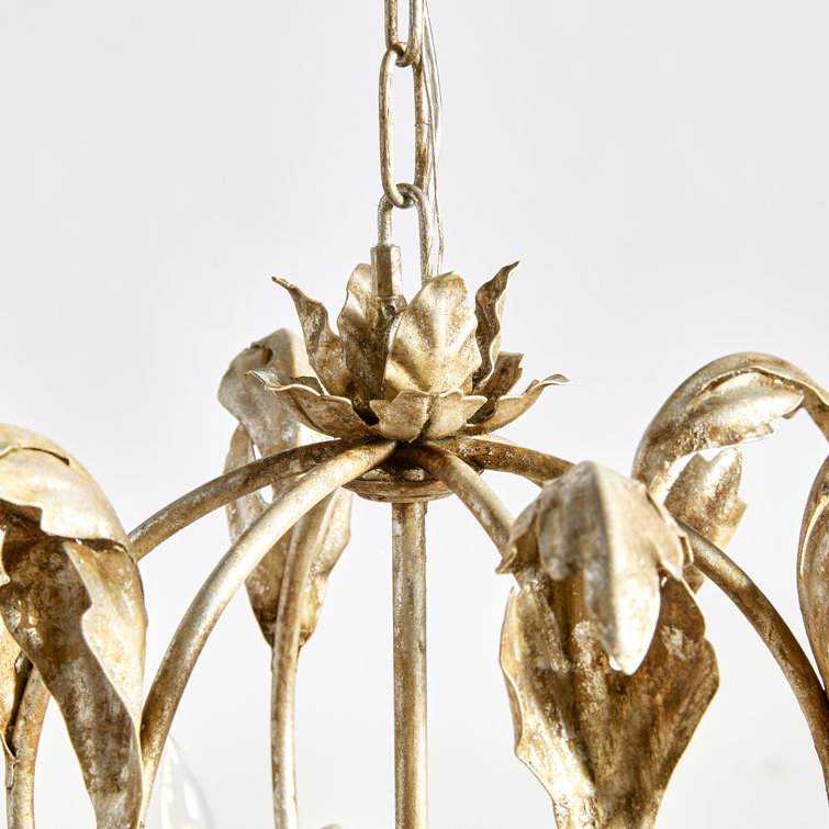 Handcrafted Ivory Silver 6-Light Metal Chandelier