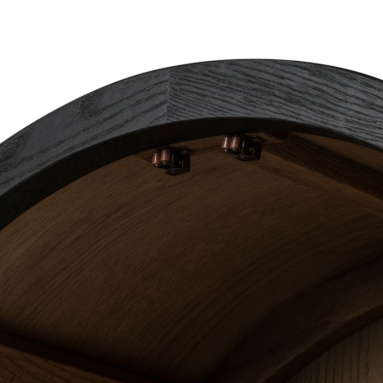 Arched Black Oak and Brass Office Cabinet