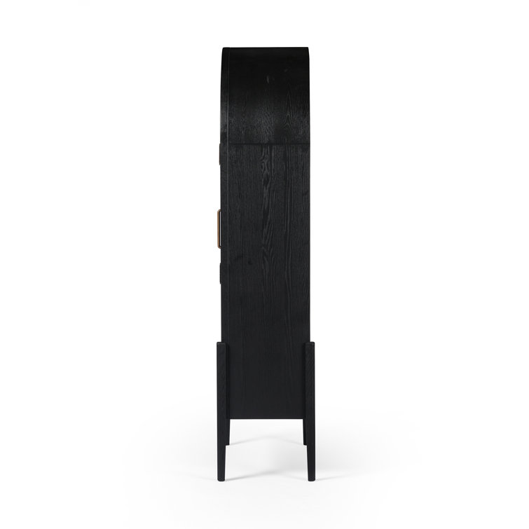 Arched Black Oak and Brass Office Cabinet