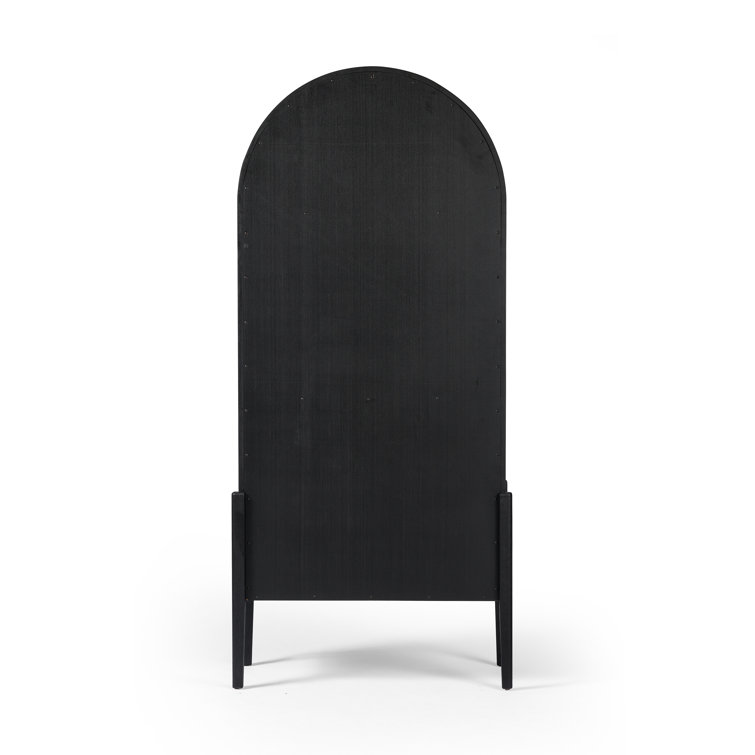 Arched Black Oak and Brass Office Cabinet