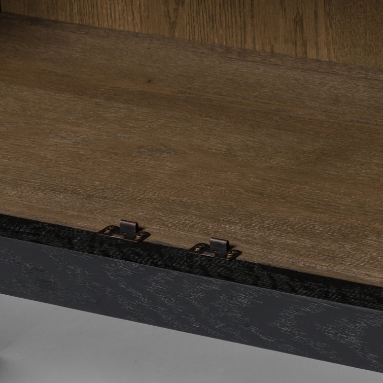 Arched Black Oak and Brass Office Cabinet