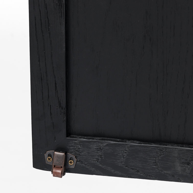 Arched Black Oak and Brass Office Cabinet