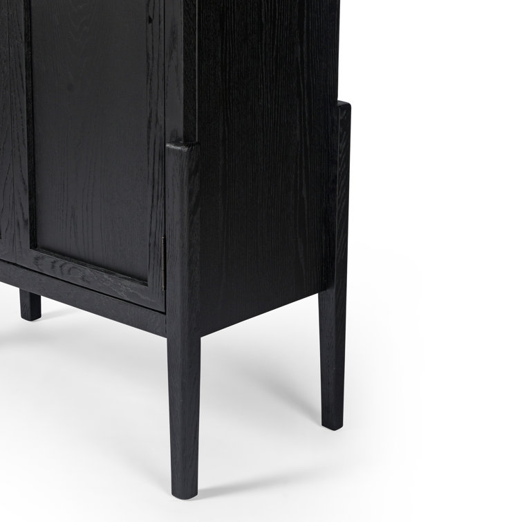 Arched Black Oak and Brass Office Cabinet