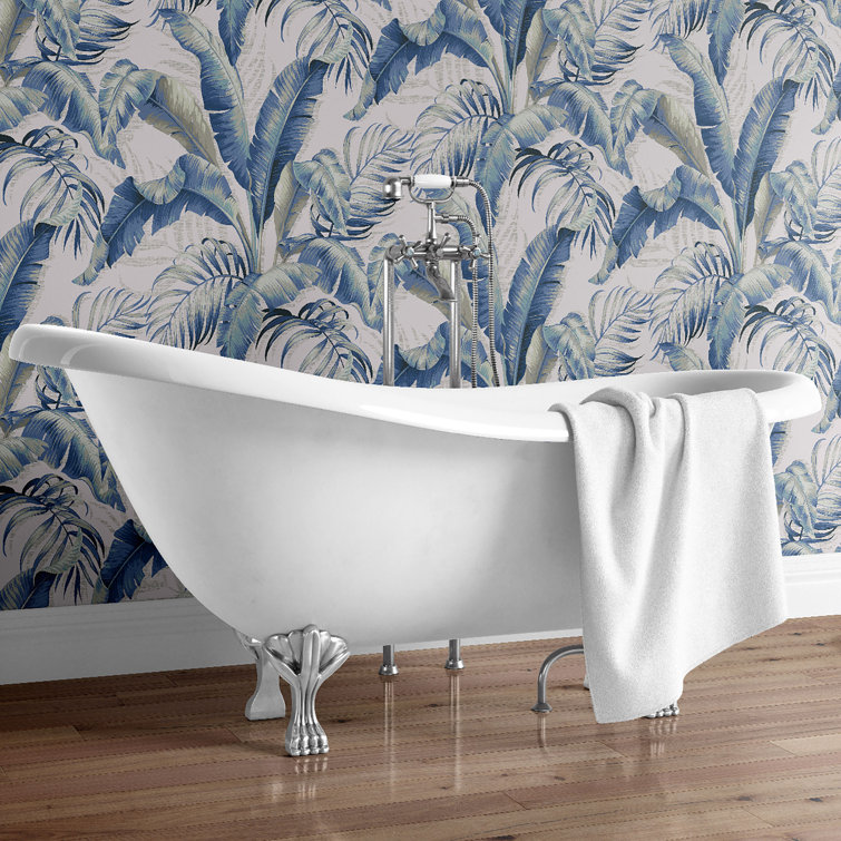 Azure Vinyl Tropical Palm Peel & Stick Wallpaper Roll