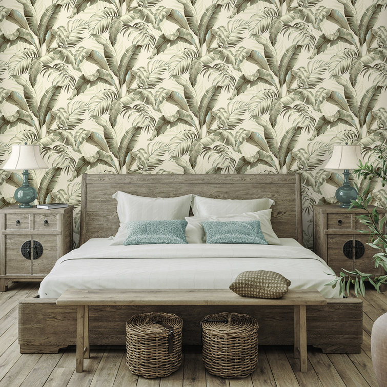 Silver Birch Tropical Palm Peel & Stick Vinyl Wallpaper Roll