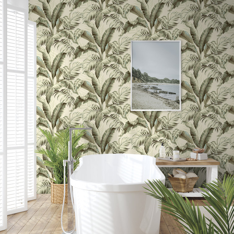 Silver Birch Tropical Palm Peel & Stick Vinyl Wallpaper Roll