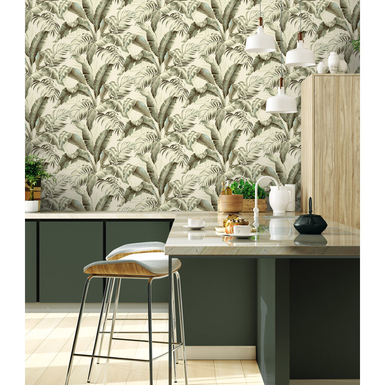 Silver Birch Tropical Palm Peel & Stick Vinyl Wallpaper Roll