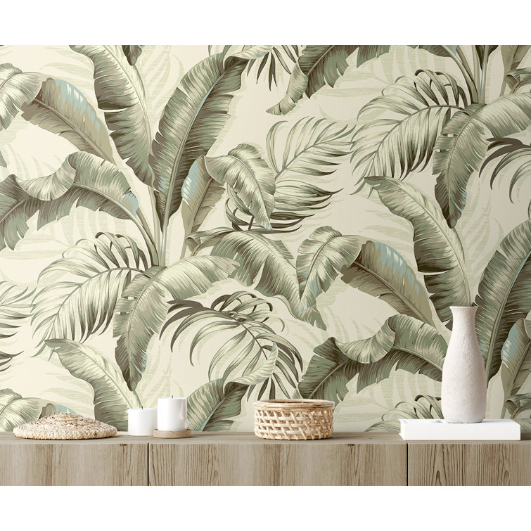 Silver Birch Tropical Palm Peel & Stick Vinyl Wallpaper Roll