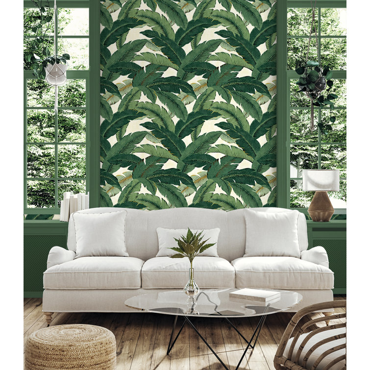 Aloe Green Tropical Palm Peel & Stick Wallpaper Roll