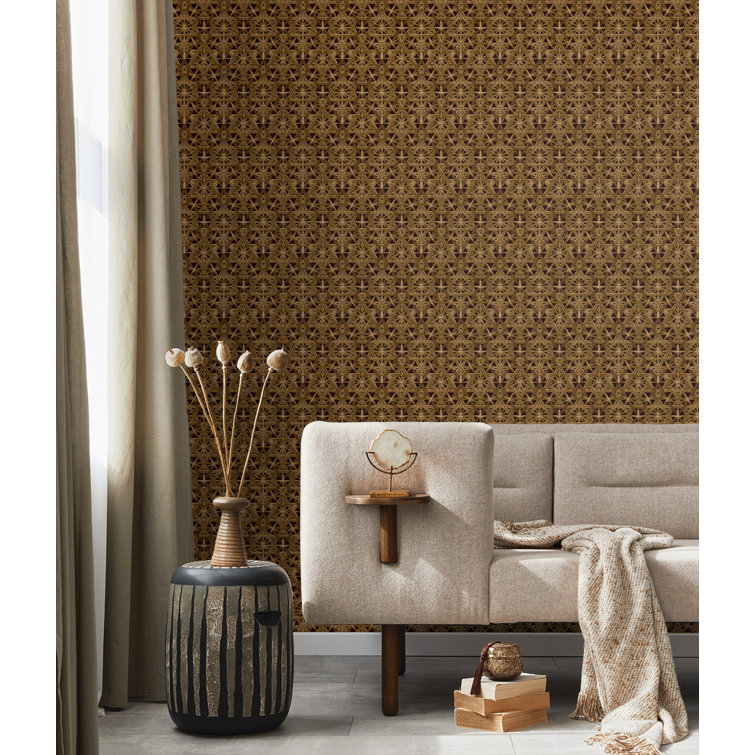 Pecan Rattan Lattice Peel and Stick Wallpaper