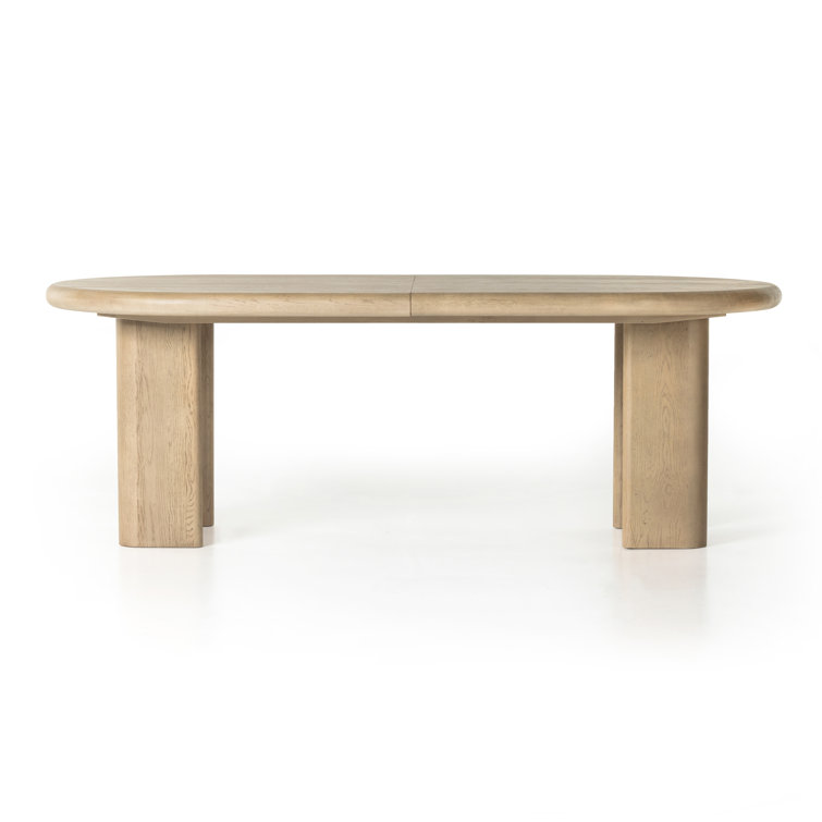 Light Oak Extendable Oval Dining Table with Solid Wood Base