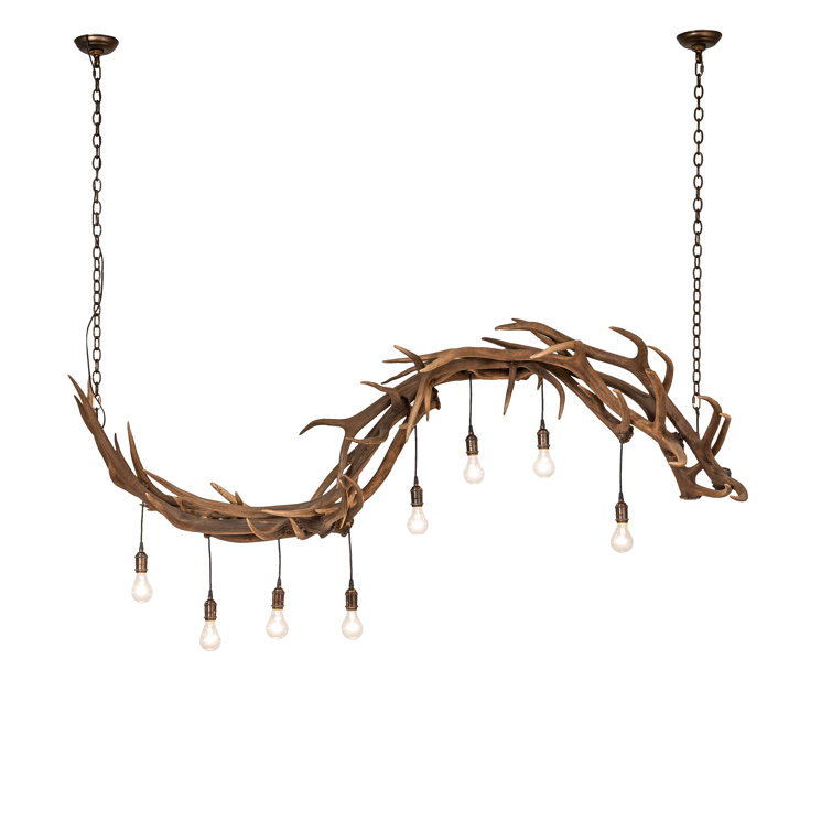 Rustic Antique Copper 74" 8-Light Antler Chandelier