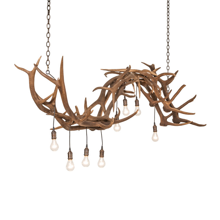 Rustic Antique Copper 74" 8-Light Antler Chandelier