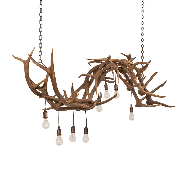 Rustic Antique Copper 74" 8-Light Antler Chandelier