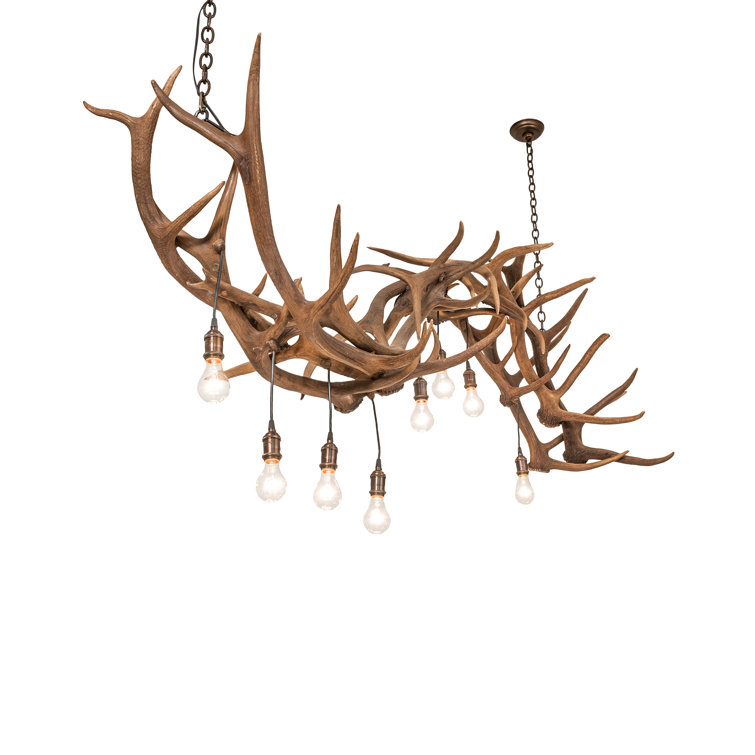 Rustic Antique Copper 74" 8-Light Antler Chandelier