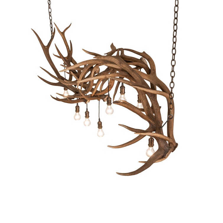 Rustic Antique Copper 74" 8-Light Antler Chandelier